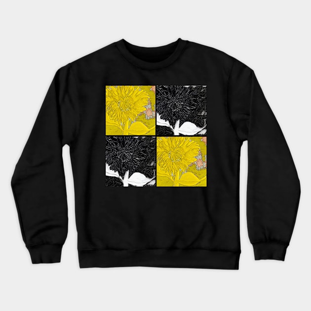 Black and Yellow Square Dahlias Crewneck Sweatshirt by Sarah Curtiss